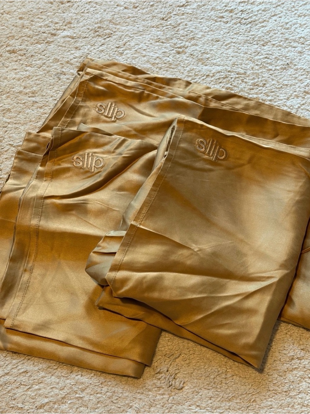 slip Satin Pillowcases in Gold Set of 2 for Goldengrrrl